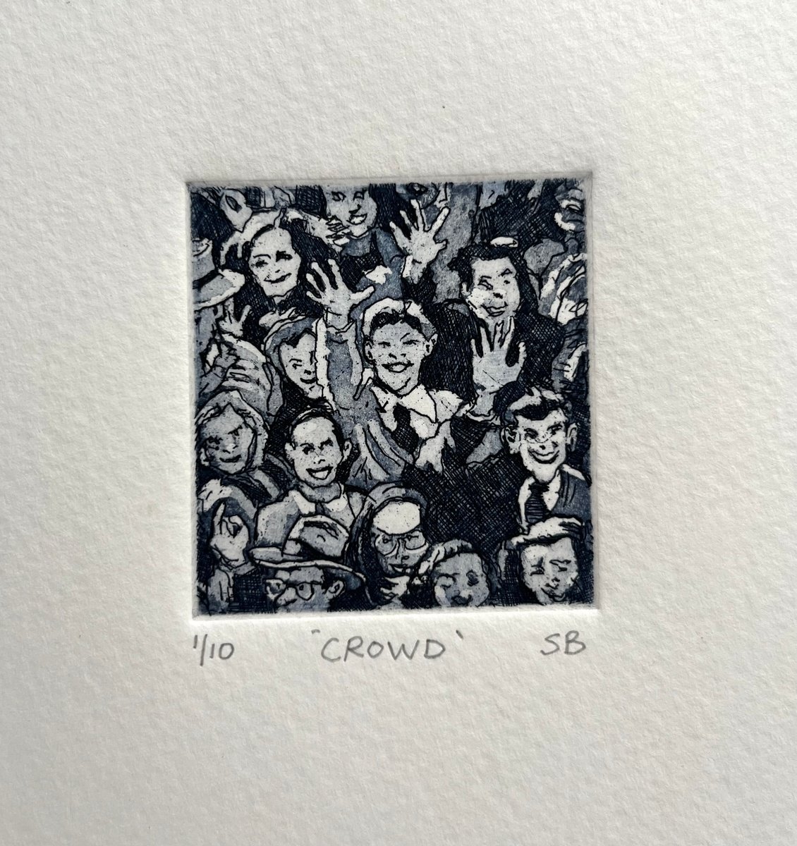 Portrait Etchings & Engravings By Stephen Brook, 6 X 6", Crowd., Original Artwork