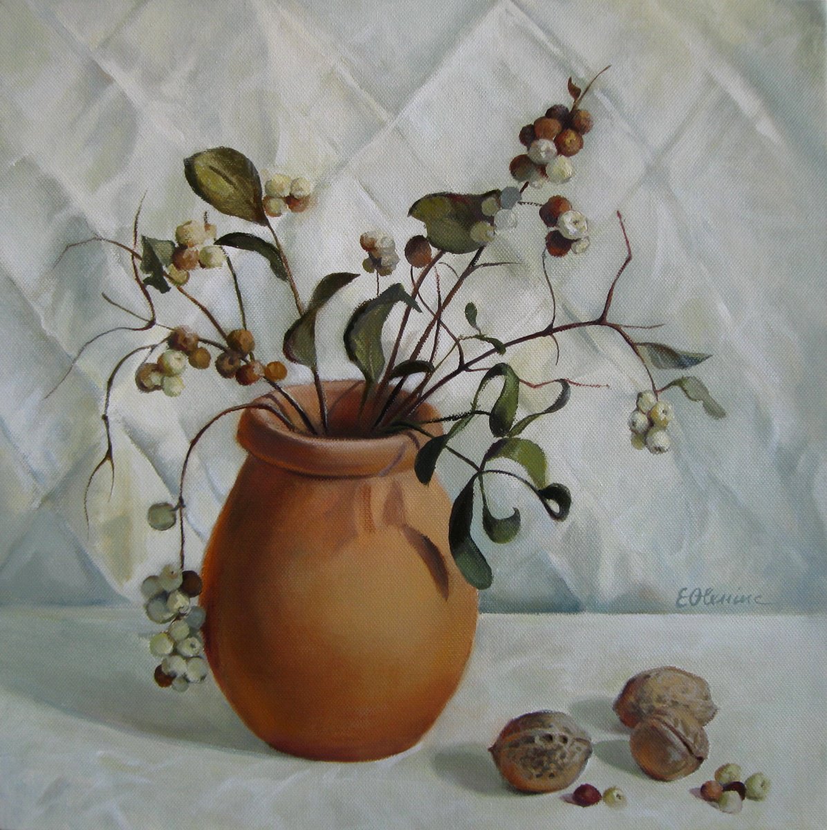 Photorealistic Still Life Acrylic Painting By Elena Oleniuc, 16 X 16, Signs Of Autumn, Original Artwork