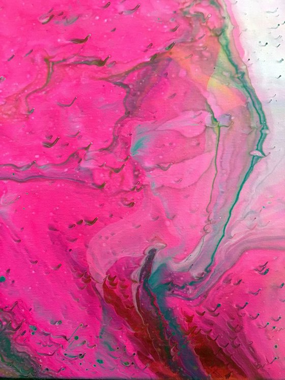 "Pink Tsunami" - Original Abstract PMS Fluid Acrylic Painting - 16 x 20 inches