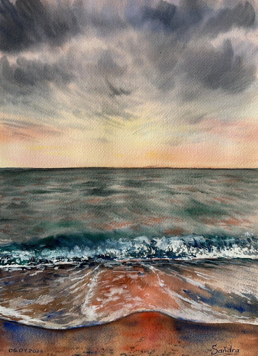 Impressionistic Watercolour , The Smell Of Sea Waves By Oleksandra Padushyna, 11 X 15, Artwork For Sale On Artfinder