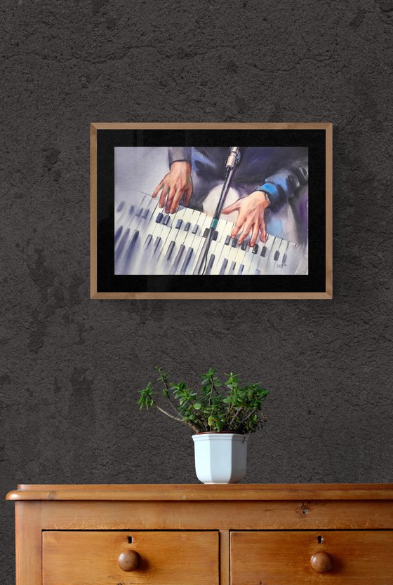 Musician. Pianist, hands of a musician. Piano player art