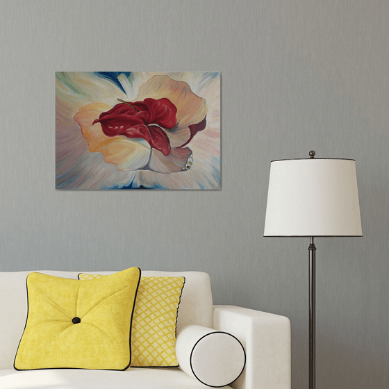 Fantastic Anthurium - oil painting, original gift, home decor, Flowering, Spring, Leaves, Red, Sexy, poster, Bedroom, Living Room