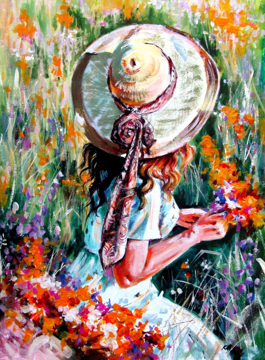 Summer On The Flower Field By Kovacs Anna Brigitta, 12 X 16, Artwork For Sale On Artfinder