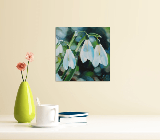 "Spring trio. "  flower  liGHt original painting  GIFT (2021)