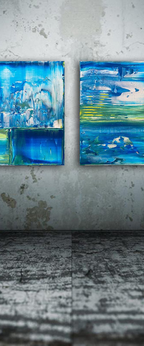 "Beauty In Decay" - Save As A Series - Original PMS Abstract Acrylic Painting Diptych On Canvas - 32" x 20" by Preston M. Smith (PMS)