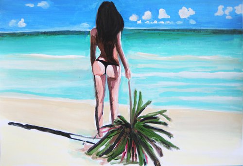 Girl on the beach / 42 x 29.7 cm by Alexandra Djokic
