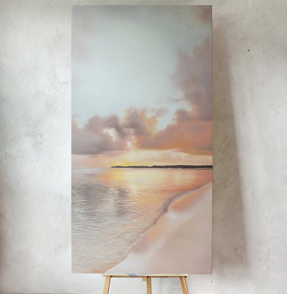 "Pink Dream" Pink beige seascape art