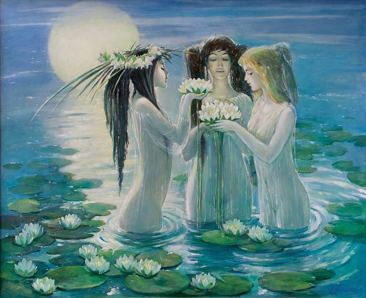 Impressionistic Portrait Oil Painting By Titinin Yurii, 47 X 39", Mermaid Night, Original Artwork
