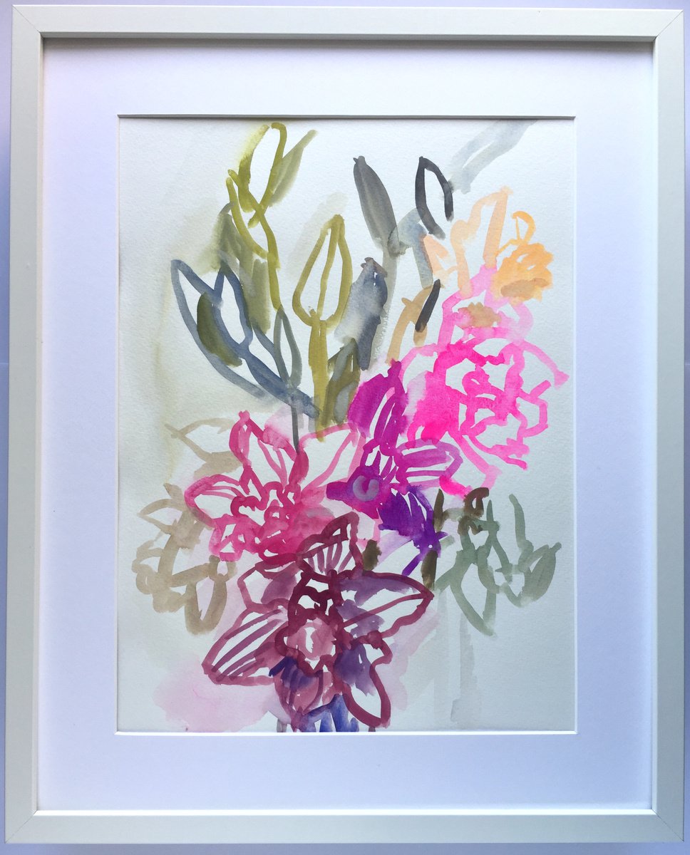 DAFFODILS AND LILIES (large framed) by LENKA STASTNA