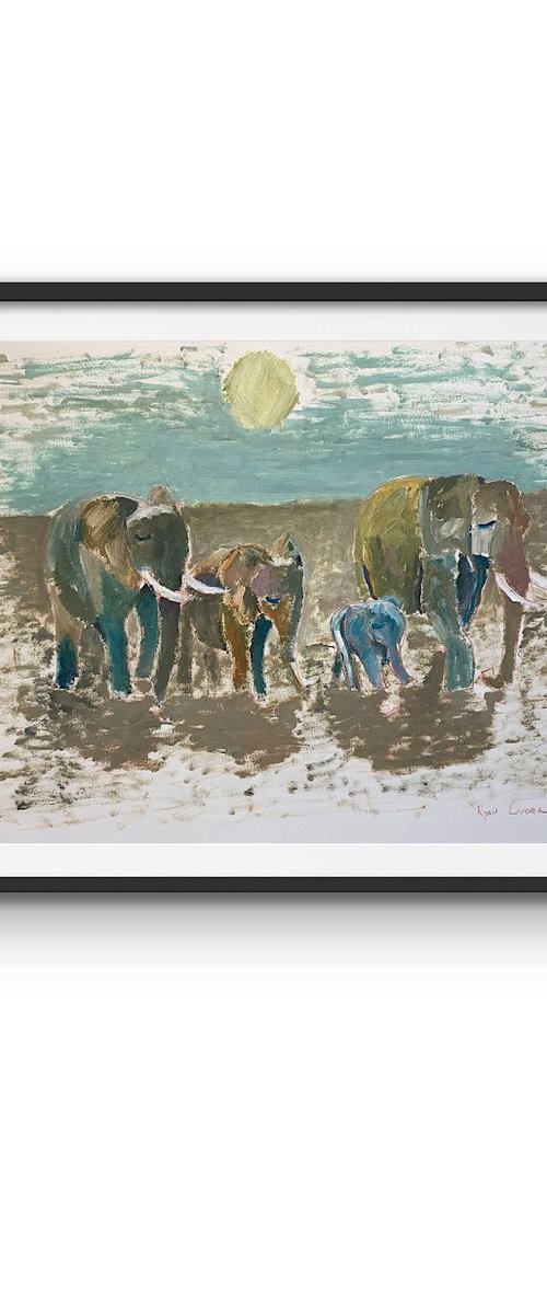 Elephants On Pape... by Ryan  Louder