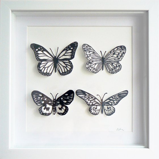 Framed and ready to hang - Lepidoptera (Butterflies, cut out lino prints)
