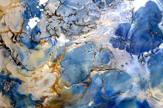 "Blue Lagoon" encaustic painting