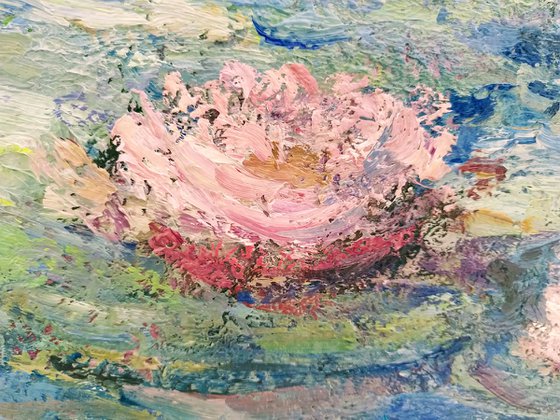 Water Lilies. Les nymphéas. Original oil painting