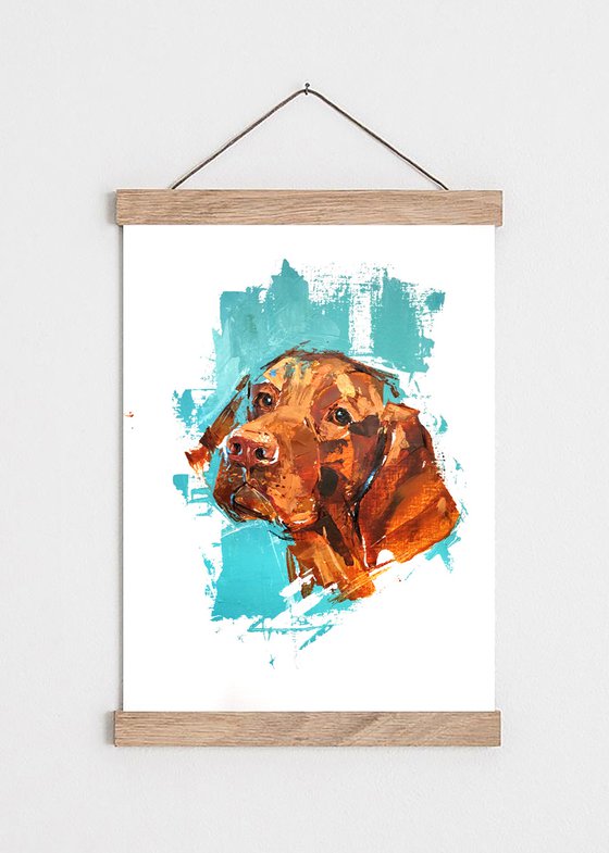 Vizsla portrait | acrylic on paper | unframed