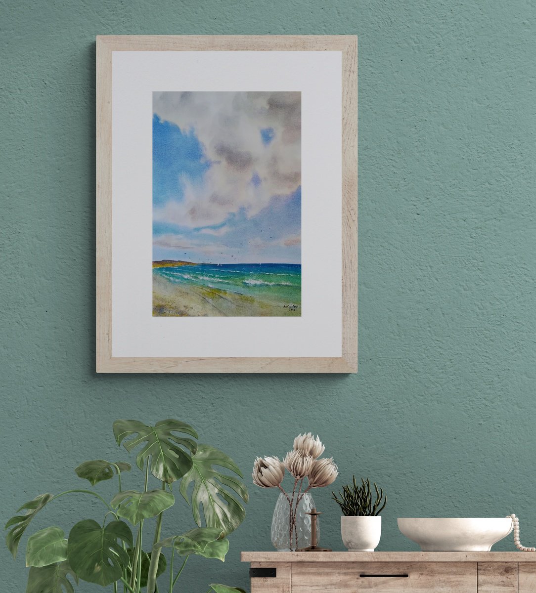 Relax | Original watercolor painting (2022) Hand-painted Art Small Artist | Mediterranean... by Larisa Carli