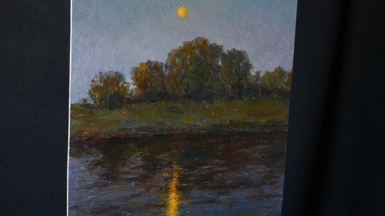 Twilight Over The Sosna River - river landscape painting