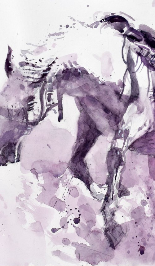 Horse in jump 9 by Goran Žigolić Watercolors