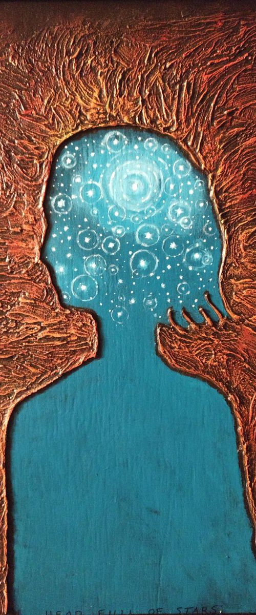 Headfull of stars. Original framed painting by ZheKa