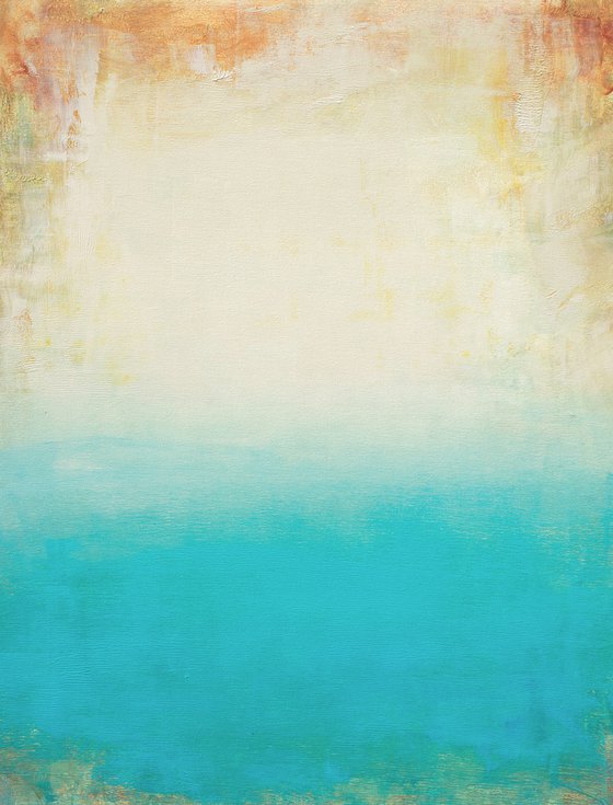 Summer Blue 220519, aqua turquoise blue and white abstract color field.