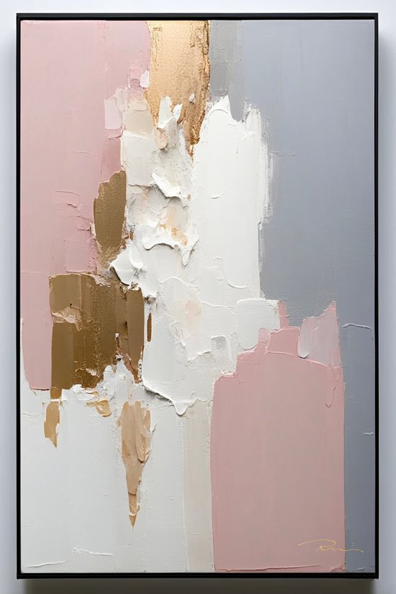 Pink and Gold Abstract Set of 2