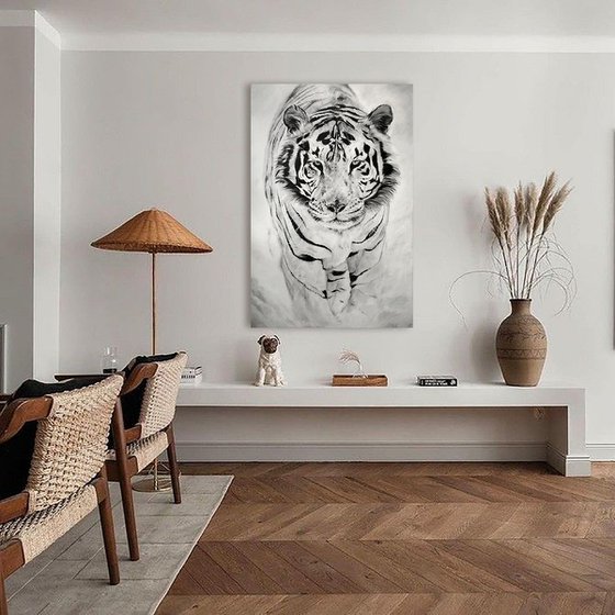Original oil painting "White Tiger" 100*150 cm