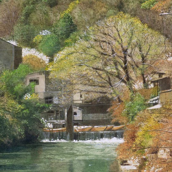 Spring Mountain and River Landscape