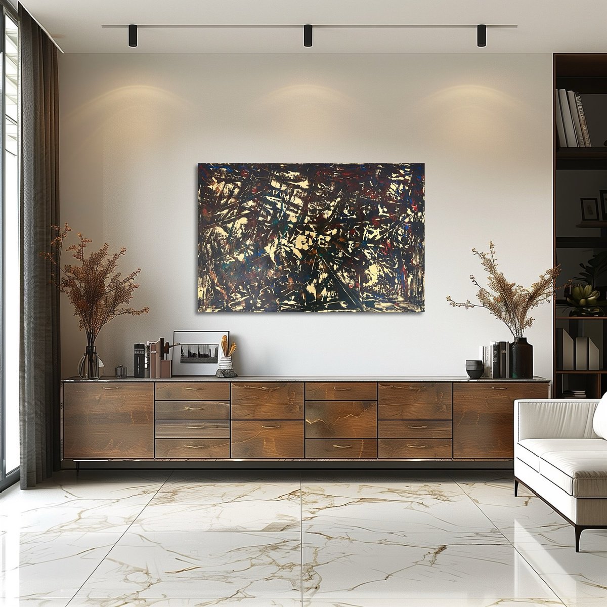 Abstract Acrylic Painting By Exclusive Arts, 47 X 31, Gold Leaf 120X80X2, Original Artwork