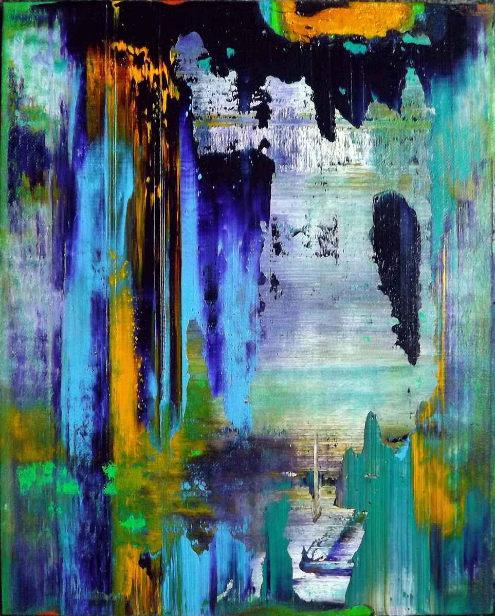 Organic Abstract Painting By Giuseppe Pastore, 9 X 12, Half A World Away, Original Artwork