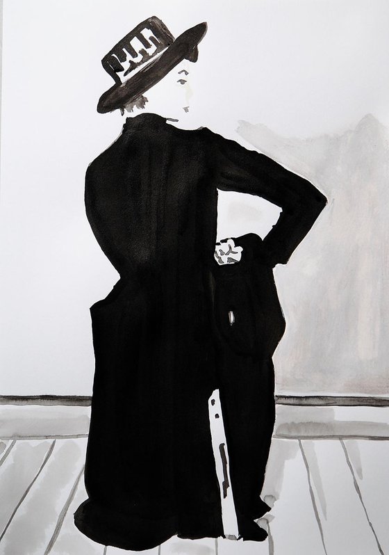 Women in a black suit / 42 x 29.7 cm