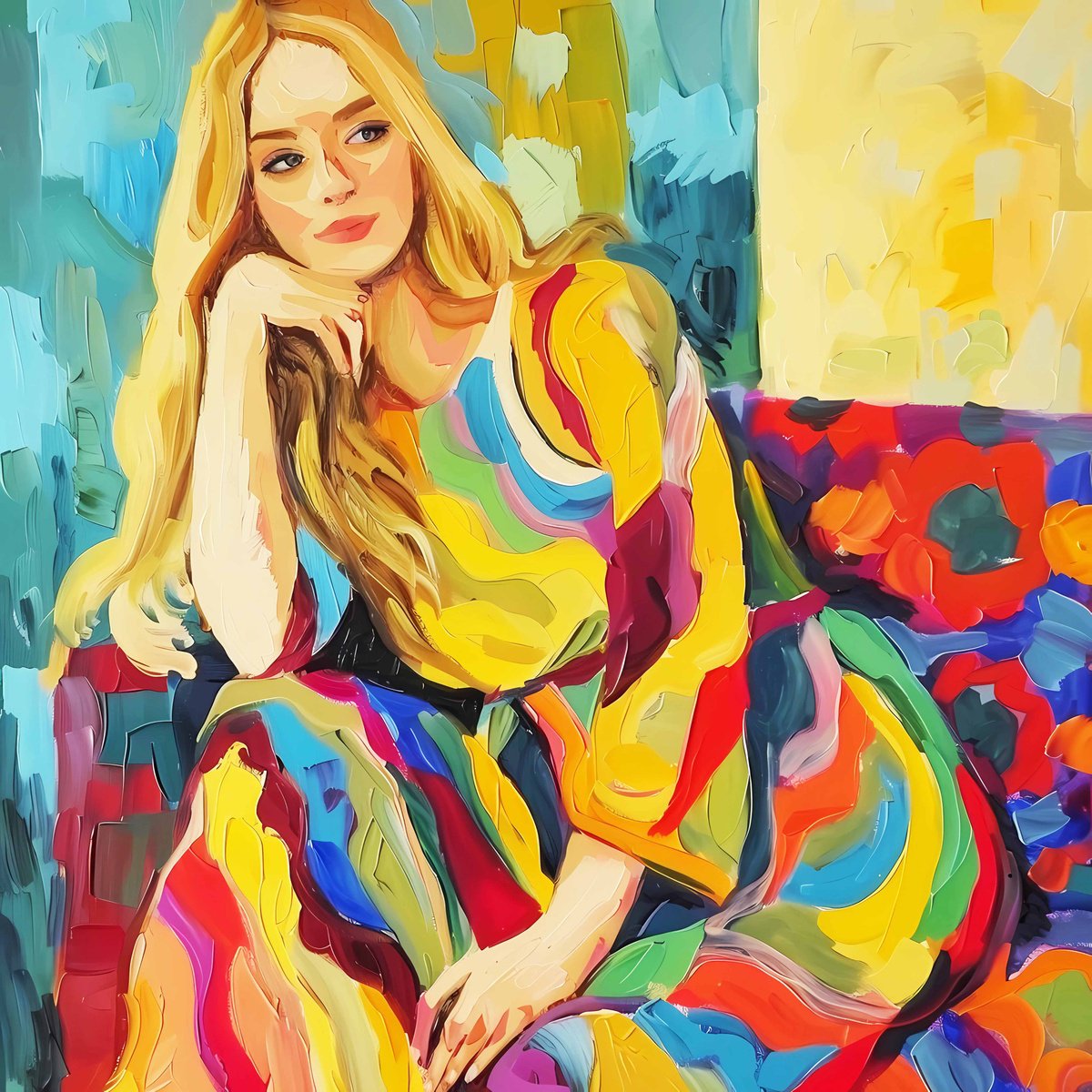 Flirty woman in colorful dress by BAST