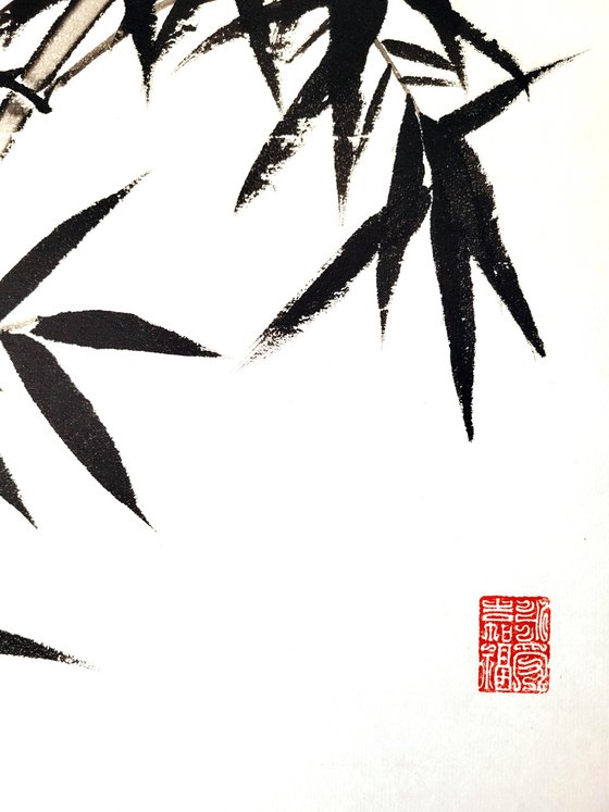 Two bamboo branches -  Bamboo series No. 2132 - Oriental Chinese Ink Painting