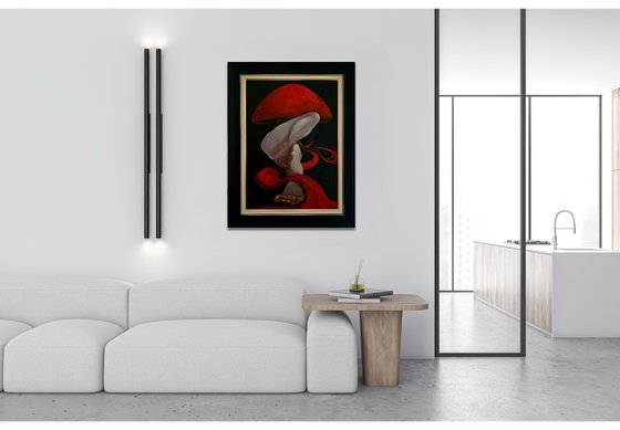 Nude in a red hat