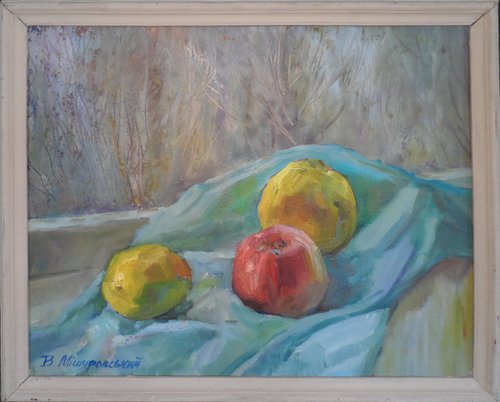 Apples on the window by Viktor Mishurovskiy