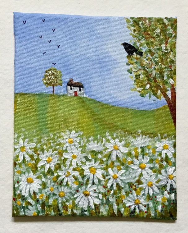 Daisy Fields Small Acrylic Canvas Board Paintin Artfinder