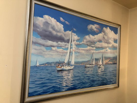 Seascape with Sailboats
