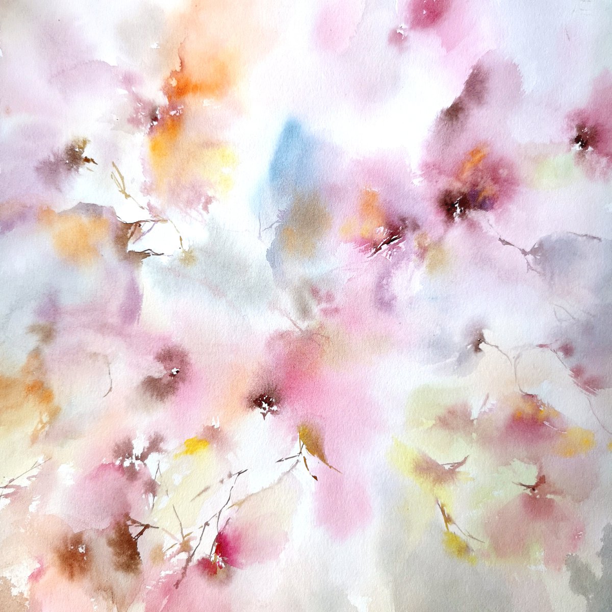 Gentle flower painting Sweet dreams by Olya Grigo