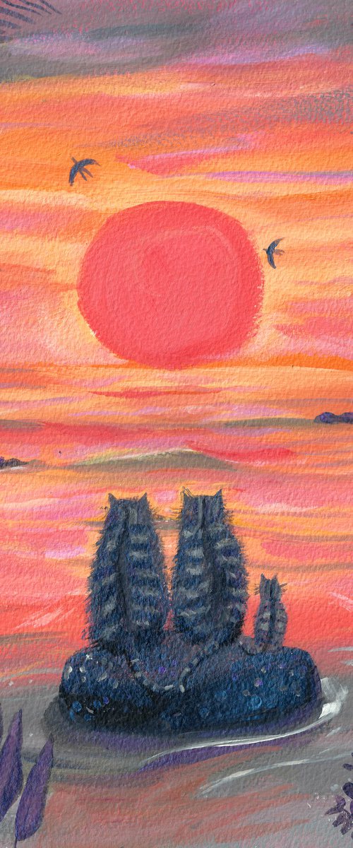 Love cats at Sunset by Mary Stubberfield