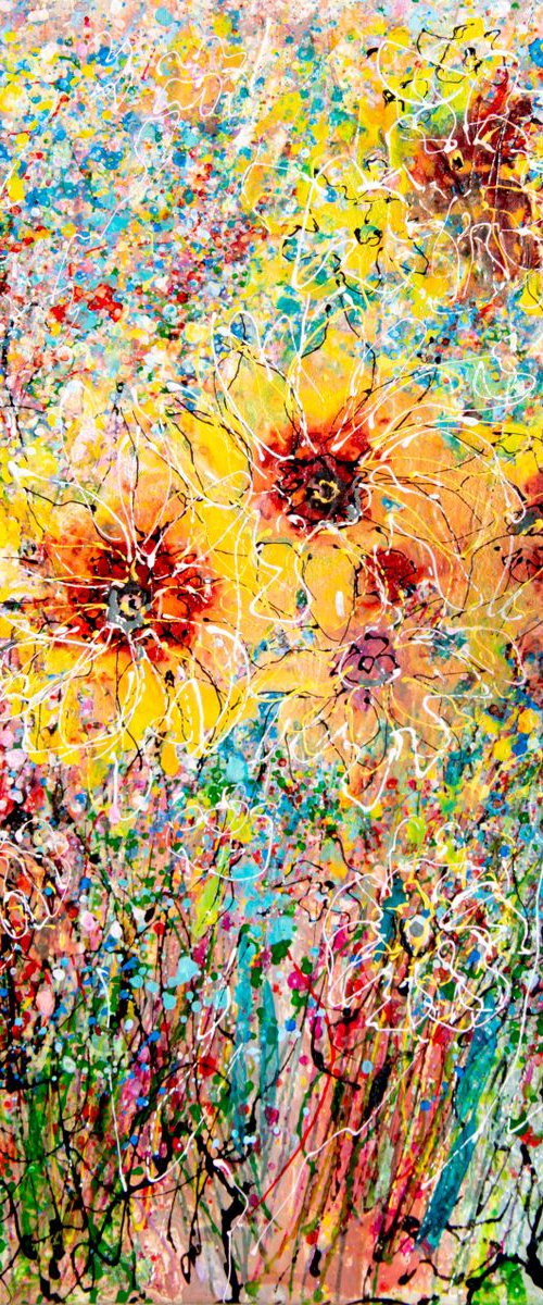 Tall Grass Splatter Floral Abstract  #3 by Olena Art by Lena Owens at OLena Art