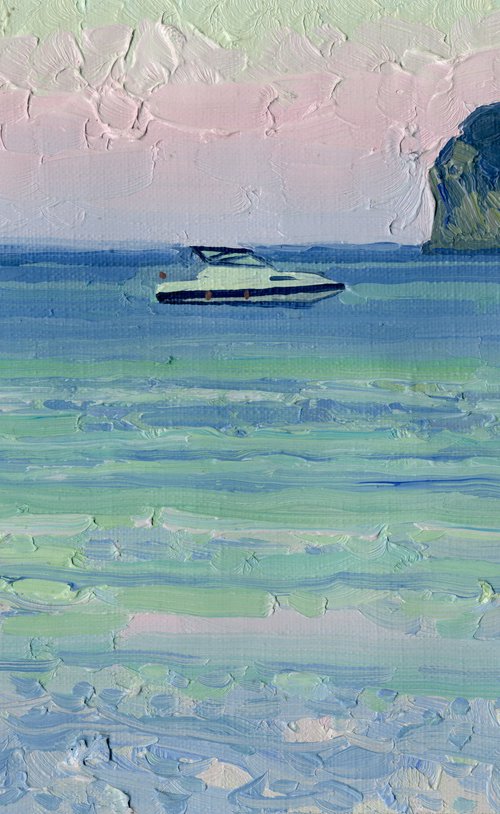 Sunset. Boats on the sea by Simon Kozhin