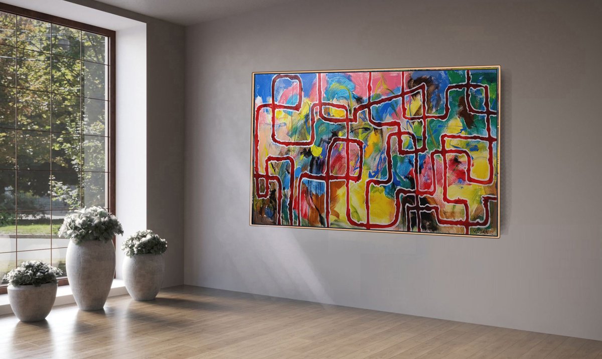 Abstract Acrylic Painting By Vishalandra Dakur, 73 X 39", Abstract6 - 73X39 In, Original Artwork