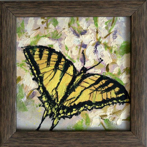 Butterfly... framed / FROM MY A SERIES OF MINI WORKS / ORIGINAL OIL PAINTING by Salana Art Gallery