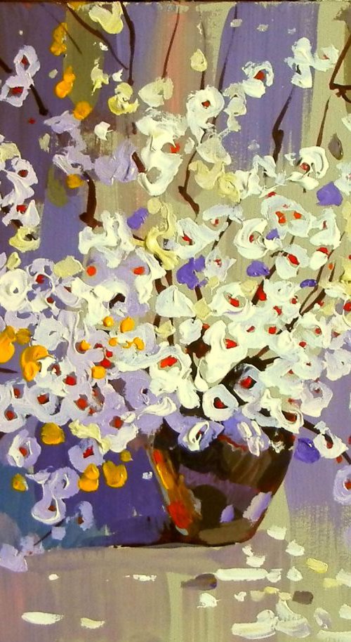 spring bouquet for the beloved. original painting 27,5x21 cm by Sergey  Kachin