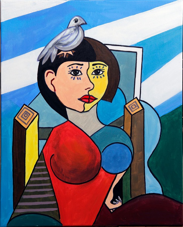 Woman With Bird Cubist Painting In The Style O Artfinder