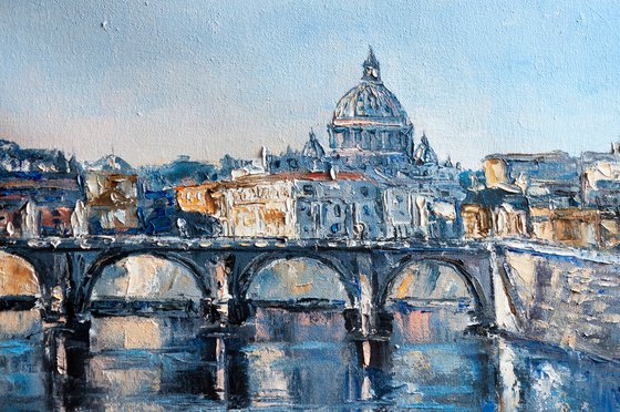 "Rome", city landscape, St. Angelo Bridge, Italy