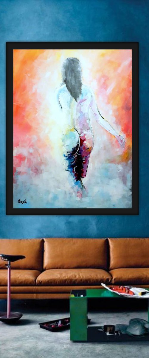 N36 Naked female acrylic on canvas 80x100cm by Lukasz Lepik