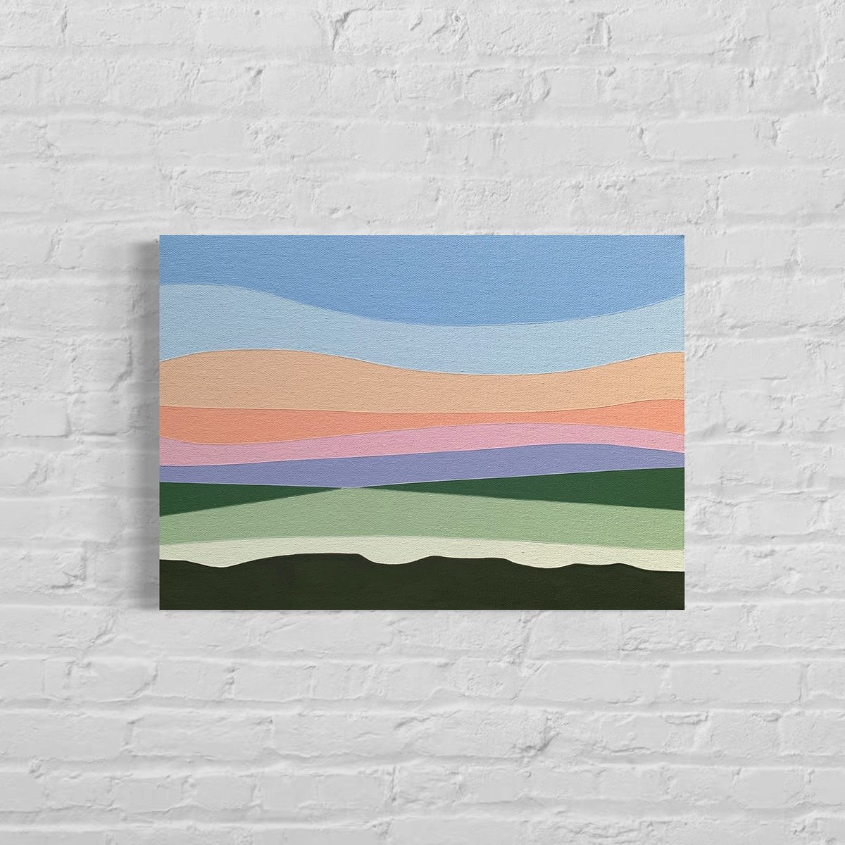 Abstract Landscape Acrylic Painting By Zoe Hattersley, 14 X 10", Across The Winter Fields, Original Artwork