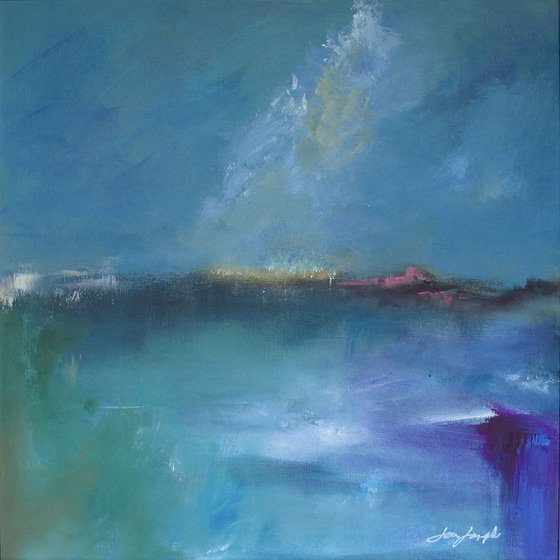 Distant Lights - Framed acrylic painting, 50 x 50cm