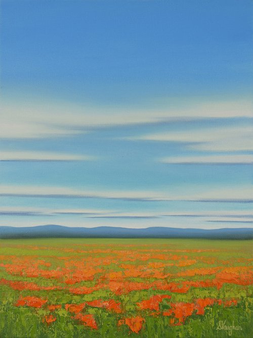 Abundant Poppies - Flower Field Landscape by Suzanne Vaughan