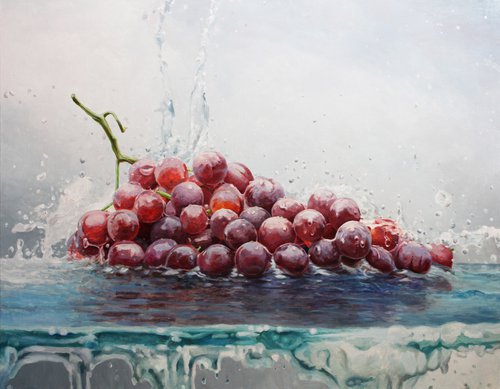 Drops on grapes, 90x70 by Linar Ganeev