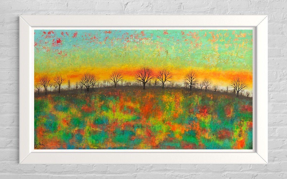 Impressionistic Landscape Acrylic Painting By Jo Starkey, 48 X 26, 